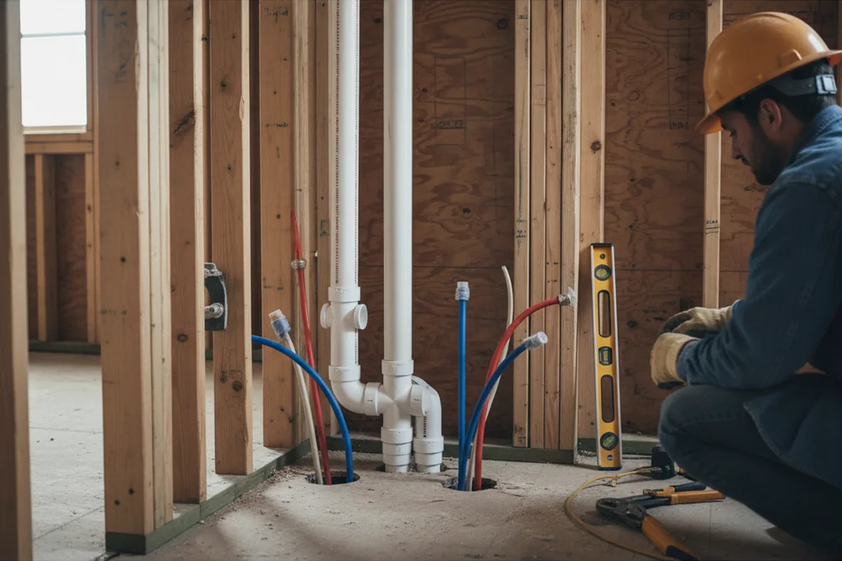 Drain and supply rough-in during Sump Pump Repair in Evergreen Park