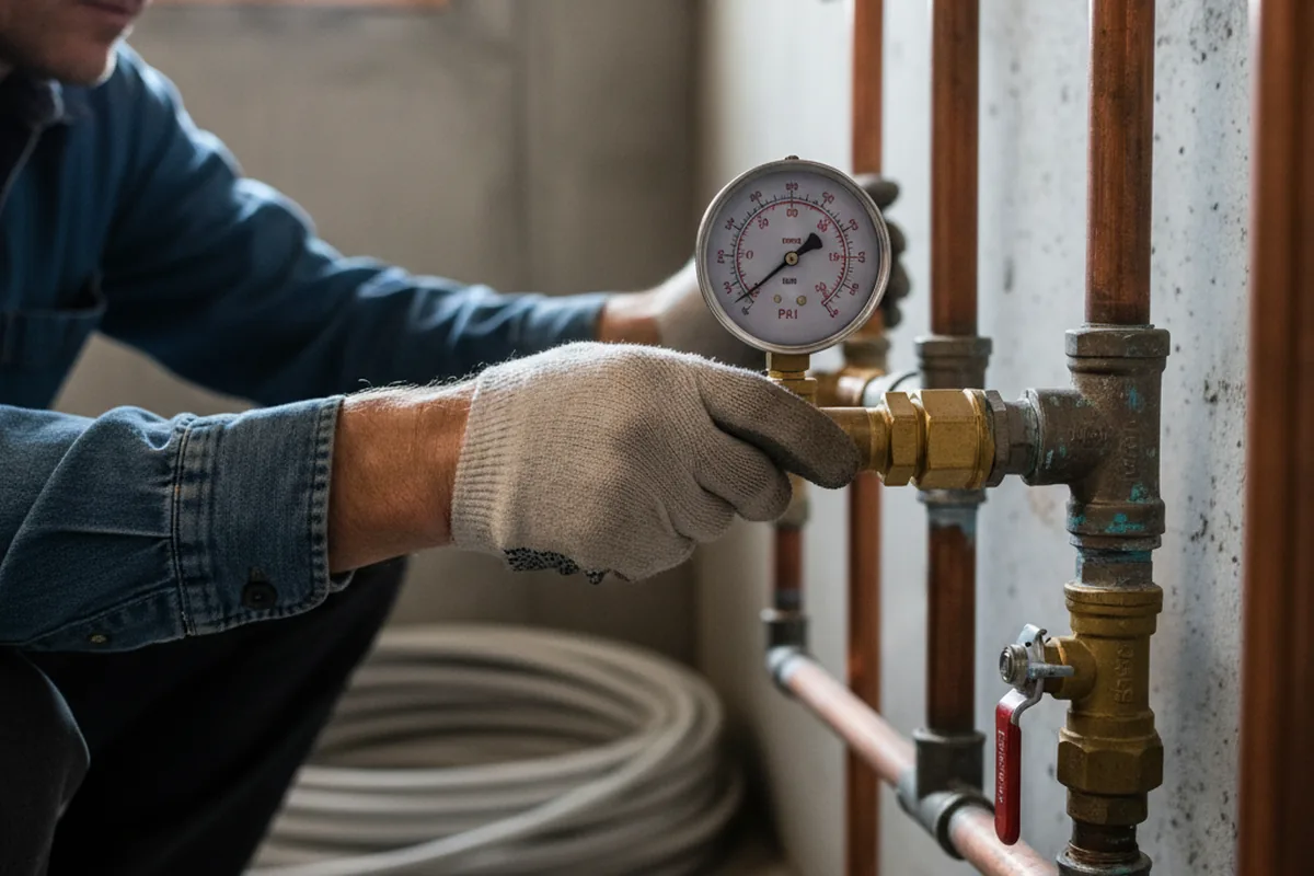 Pressure testing a repaired line during Water Line Repair in Evergreen Park